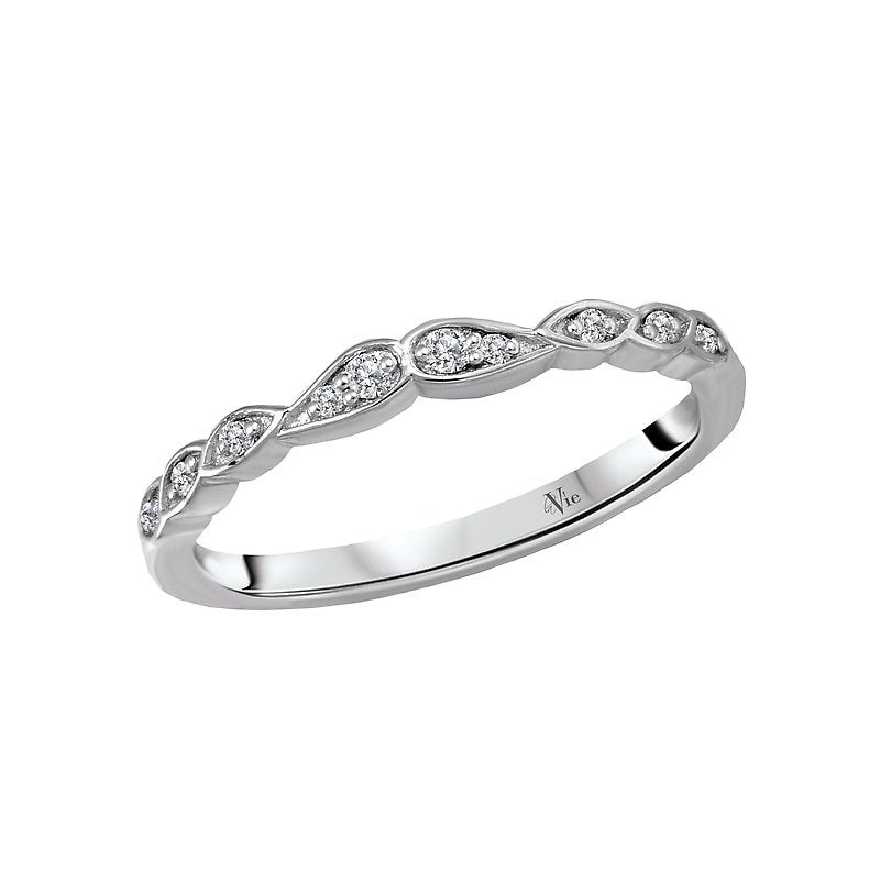 Glemera Scalloped Matching Band - 14K White Gold Diamond Ring