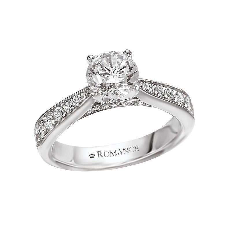 Orbelle 18K White Gold Diamond Semi-Mount Ring for 6.5mm Round Center Stone