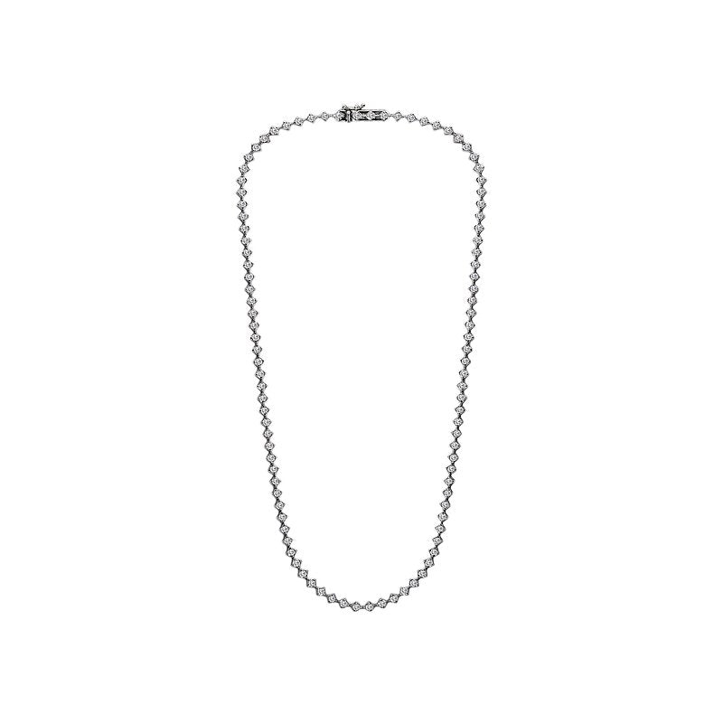 Luxora 14K White Gold Round Diamond Necklace - 5.0 Carat Total Weight