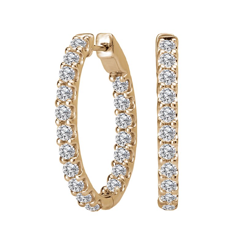Luxora 14K Yellow Gold Diamond Oval Hoop Earrings