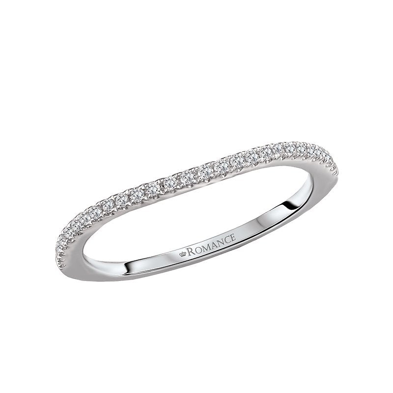 Orbelle Curved Wedding Band in 14K White Gold with Round Diamonds