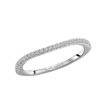 Orbelle Curved Wedding Band in 14K White Gold with Round Diamonds
