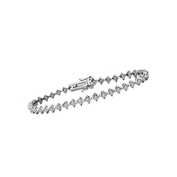 Luxora Ladies Fashion Diamond Bracelet - 14K White Gold Round Cut 2.0 Carat Total Weight