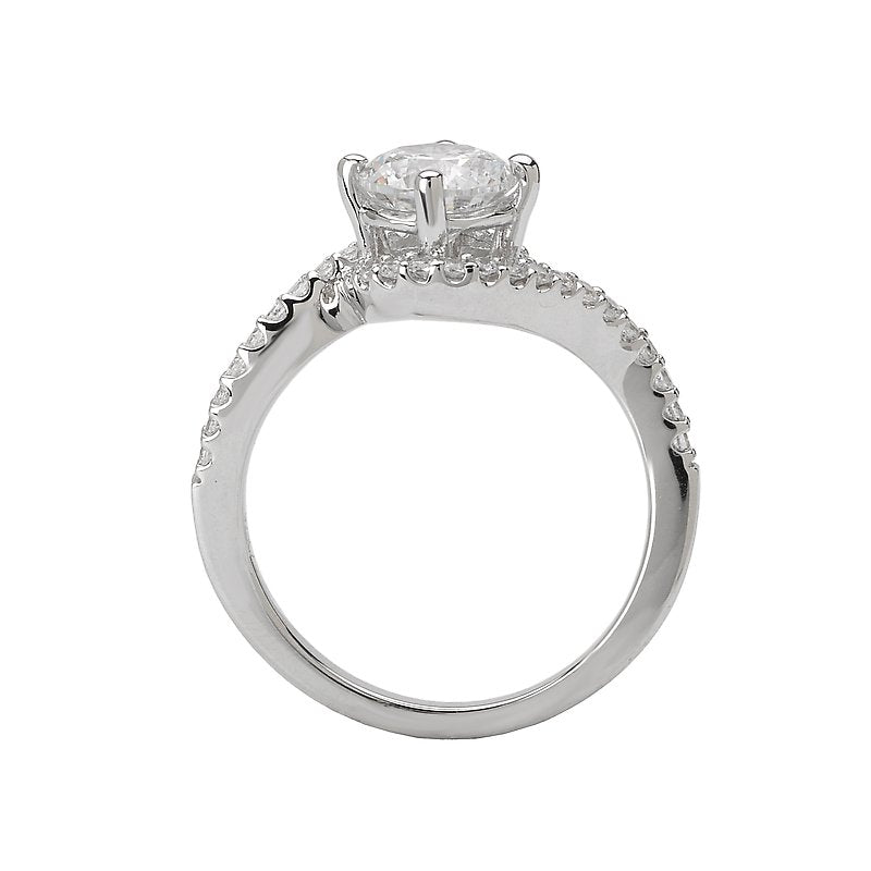 Halo Diamond Orbelle Engagement Ring in 14K White Gold