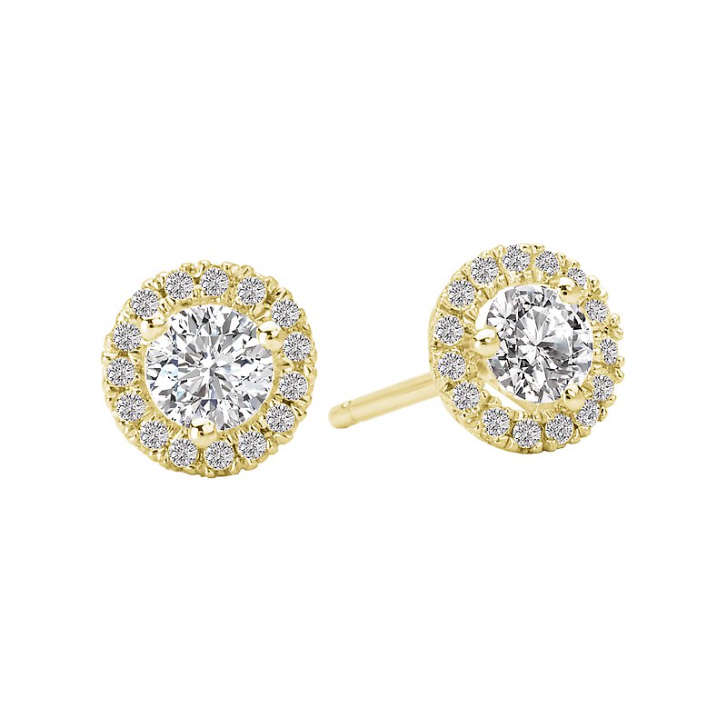Luxora 14K Yellow Gold Diamond Halo Stud Earrings