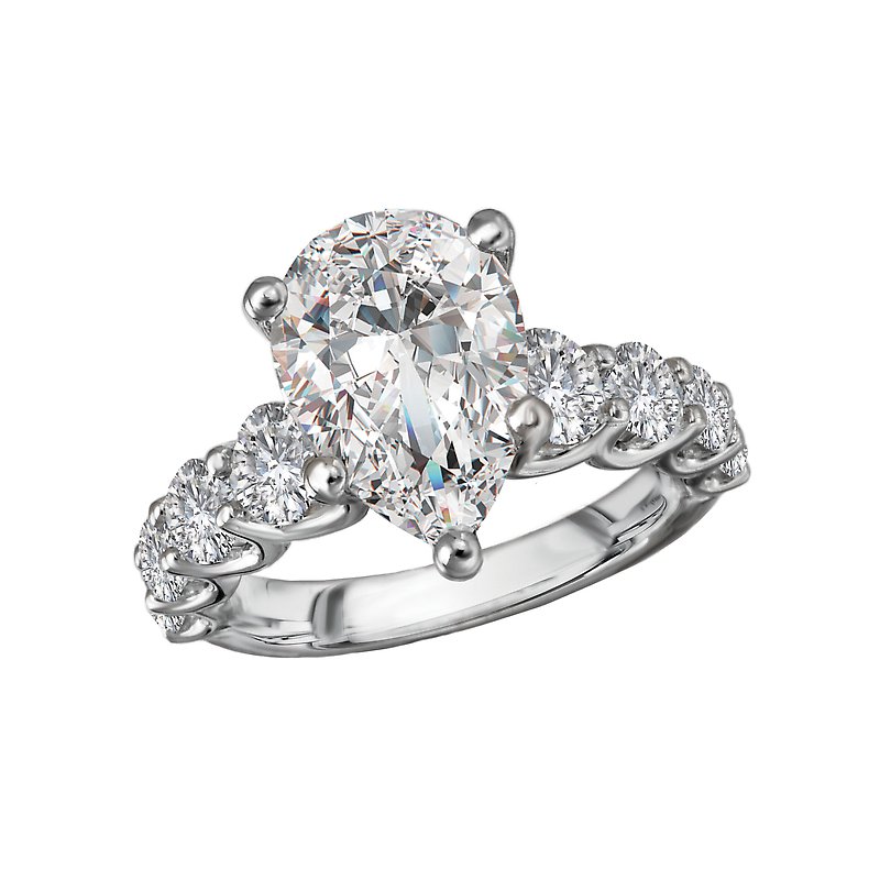 Bandora 14K White Gold Pear Shaped Lab Grown Diamond Engagement Ring
