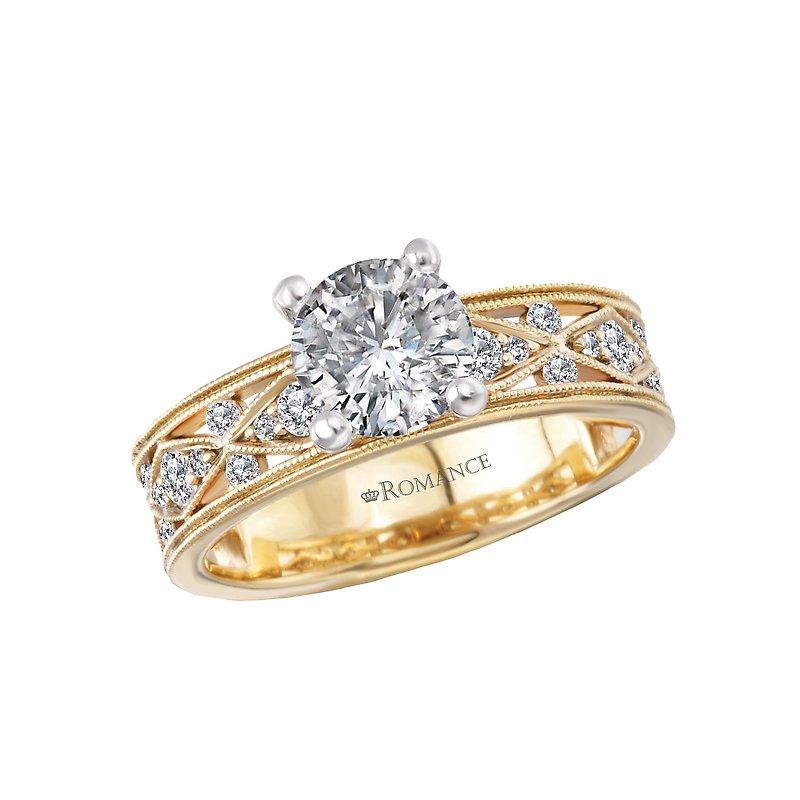 Orbelle 14K Yellow Gold Argyle Patterned Diamond Engagement Ring