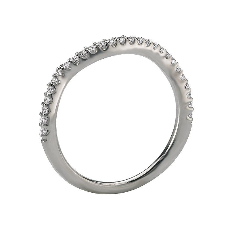 Orbelle Curved Wedding Band in 18K White Gold with 1/7 Carat White Diamond