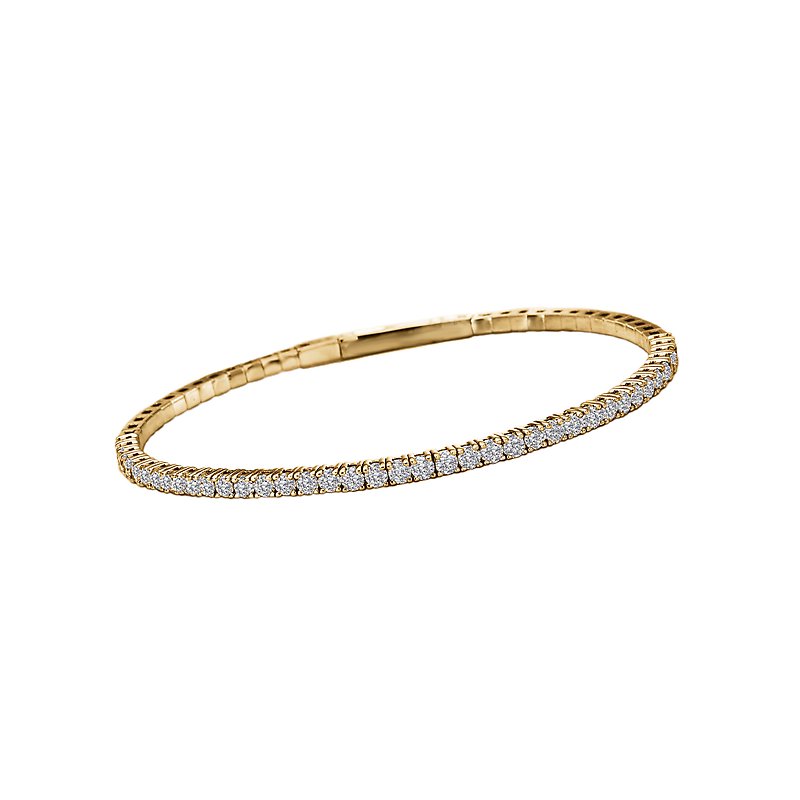 Luxora Ladies Fashion Diamond Bangle Bracelet | 14K Yellow Gold Round Cut White Diamond Jewelry