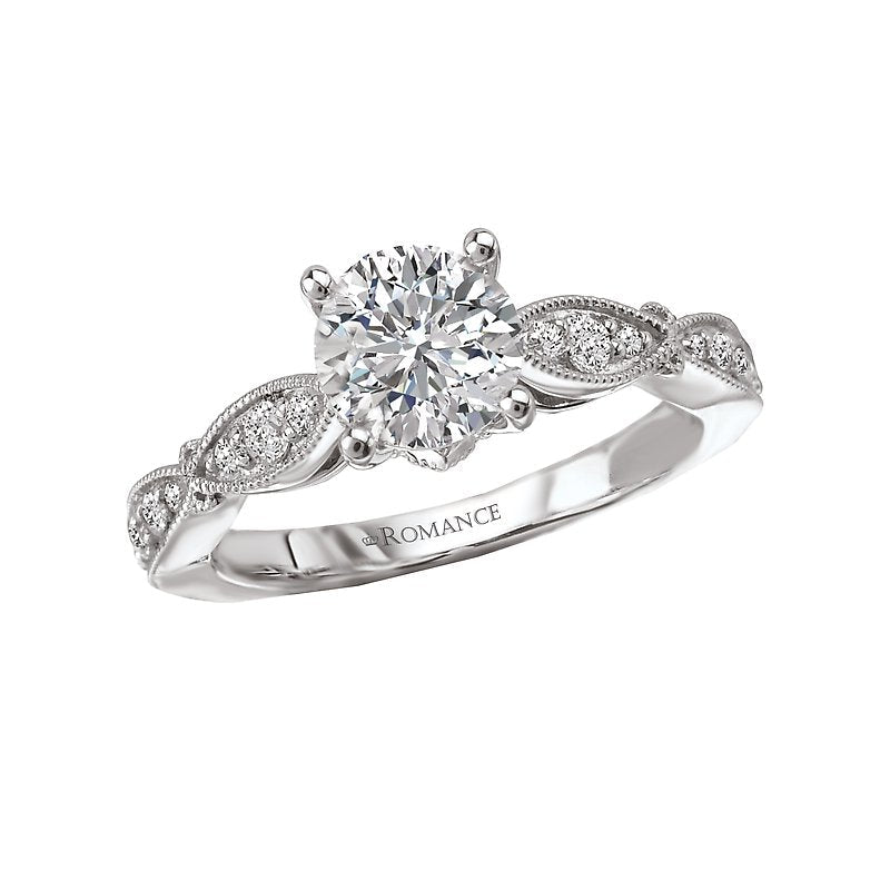 Vintage 14K White Gold Diamond Engagement Semi-Mount Ring