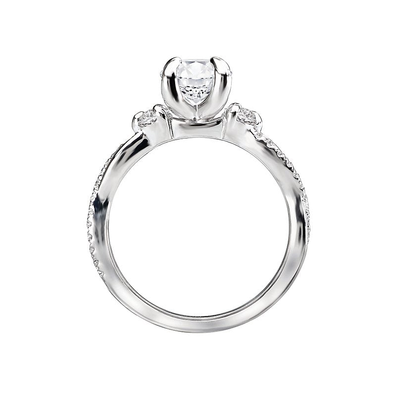 Orbelle 3-Stone White Diamond Semi-Mount Engagement Ring in 14K White Gold