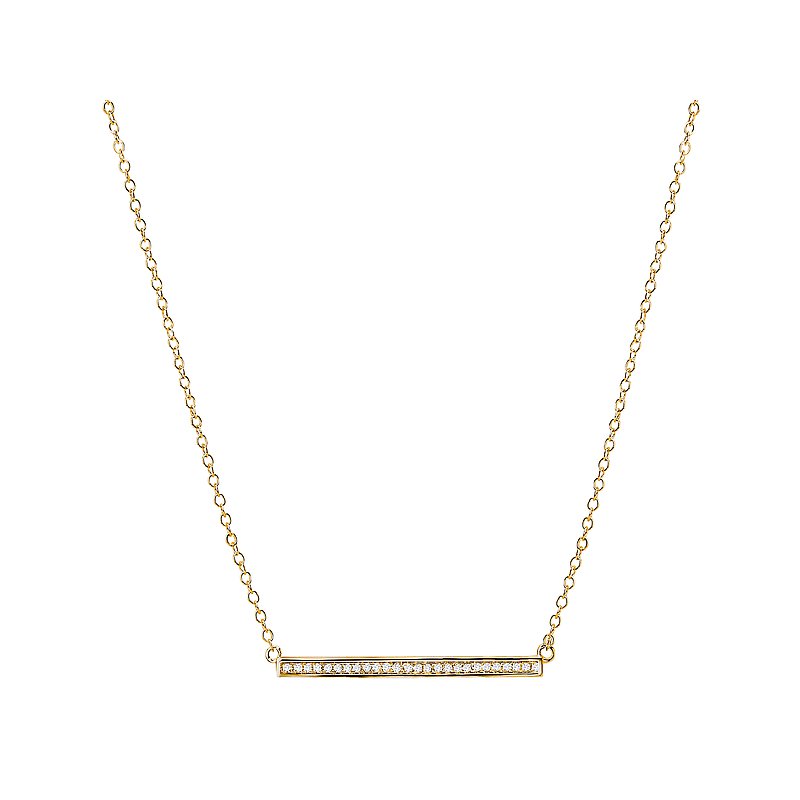 Luxora 14K Yellow Gold Diamond Bar Necklace | Adjustable Cable Chain