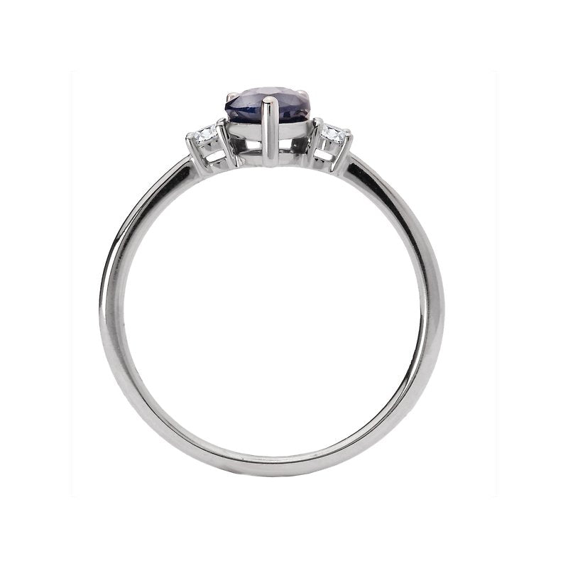 Luxora Ladies Fashion Sapphire Ring - 14K White Gold Pear Shape Diamond Accent