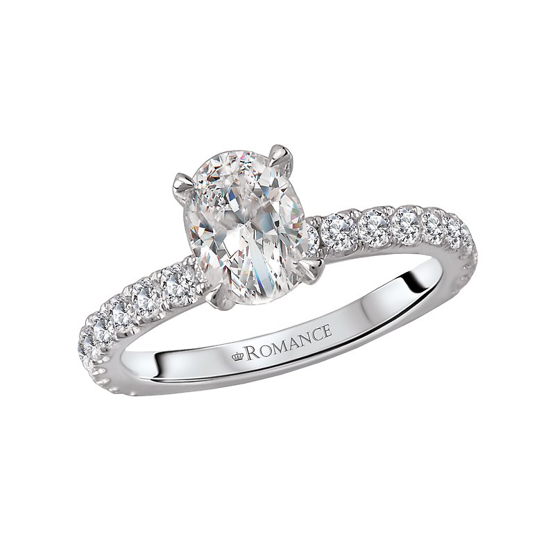 Orbelle 18K White Gold Oval Diamond Semi-Mount Ring