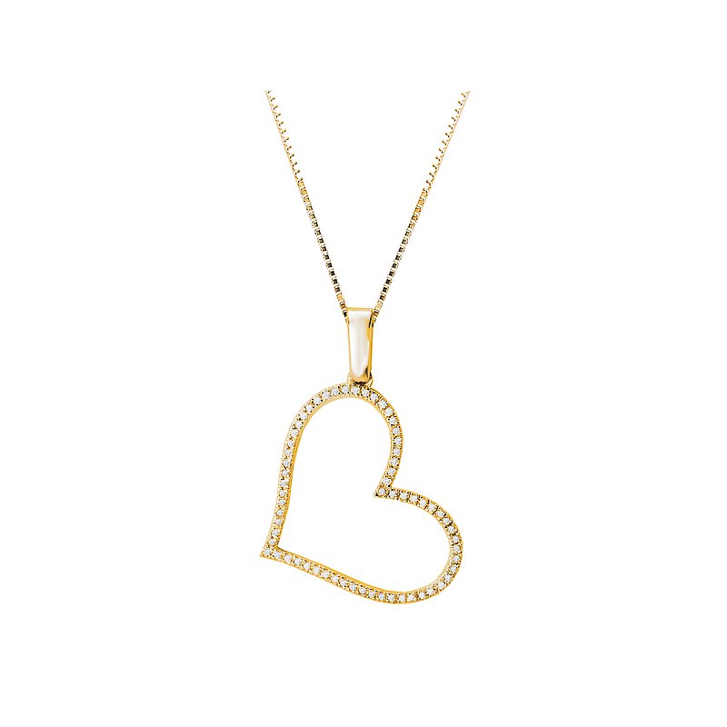 Luxora Diamond Heart Pendant - 14K Yellow Gold Round White Diamond Necklace