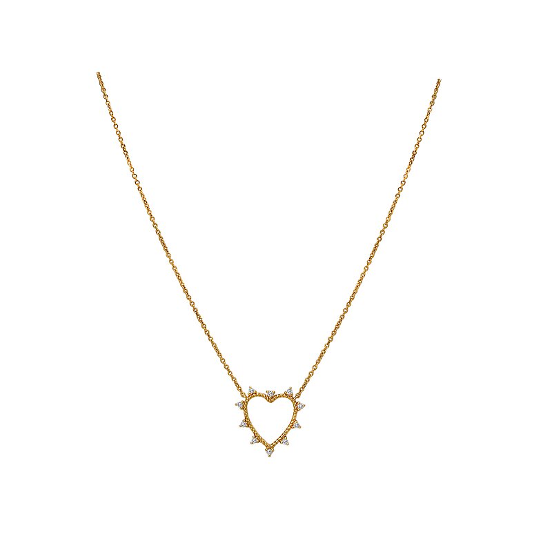 Luxora Ladies 14K Yellow Gold Diamond Heart Rope Necklace
