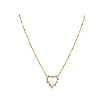 Luxora Ladies 14K Yellow Gold Diamond Heart Rope Necklace