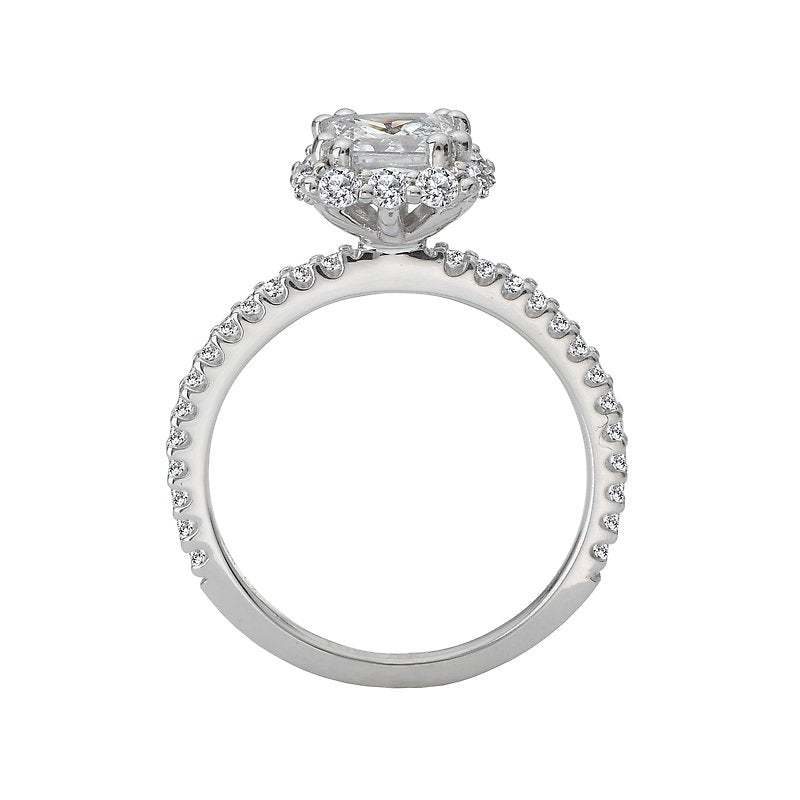 Orbelle Halo Semi-Mount Engagement Ring in 18K White Gold with Princess Cut Diamond Setting
