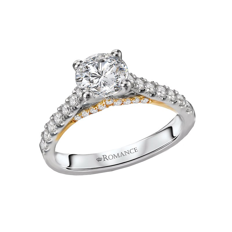 Bandora 14K White and Yellow Gold Semi-Mount Diamond Engagement Ring