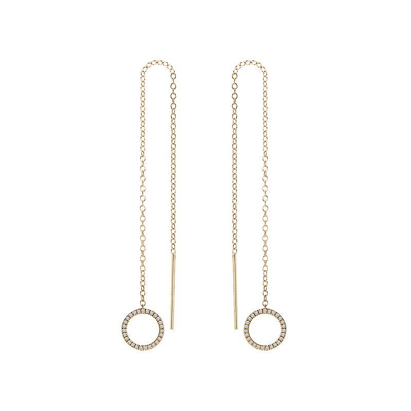 Luxora 14kt Yellow Gold Diamond Circle Threader Earrings