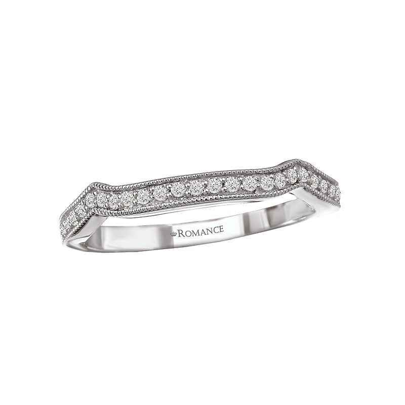 Orbelle 14K White Gold Scalloped Diamond Wedding Band - Curved / Nesting Style