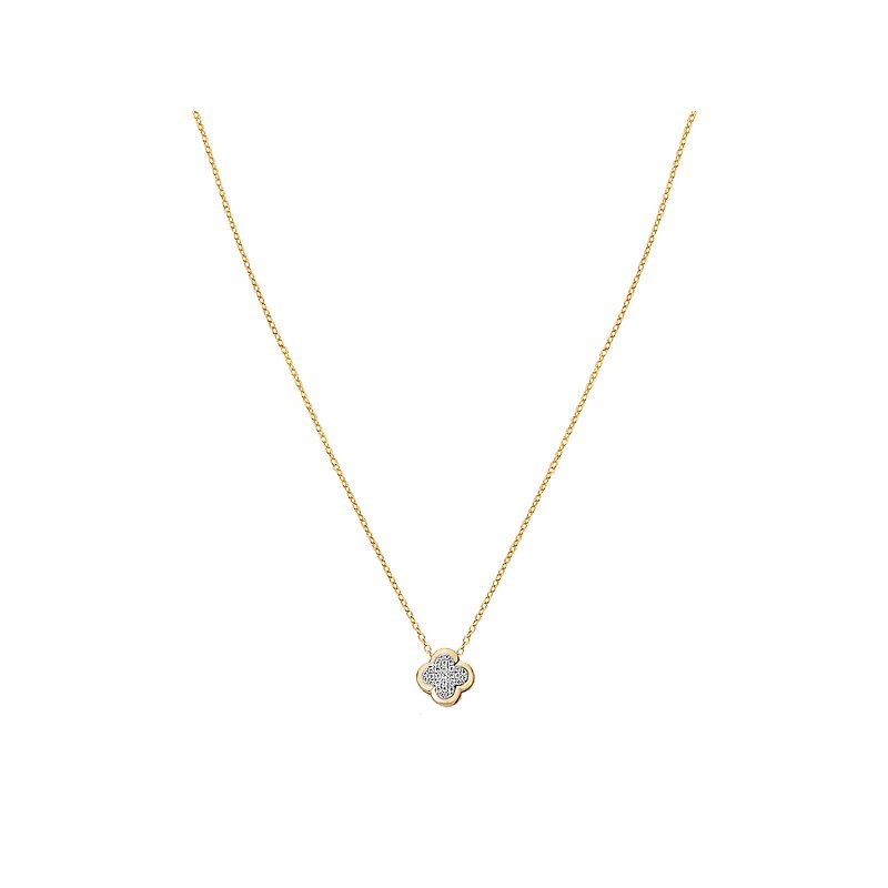 Luxora 14K Yellow Gold Clover Diamond Pendant Necklace
