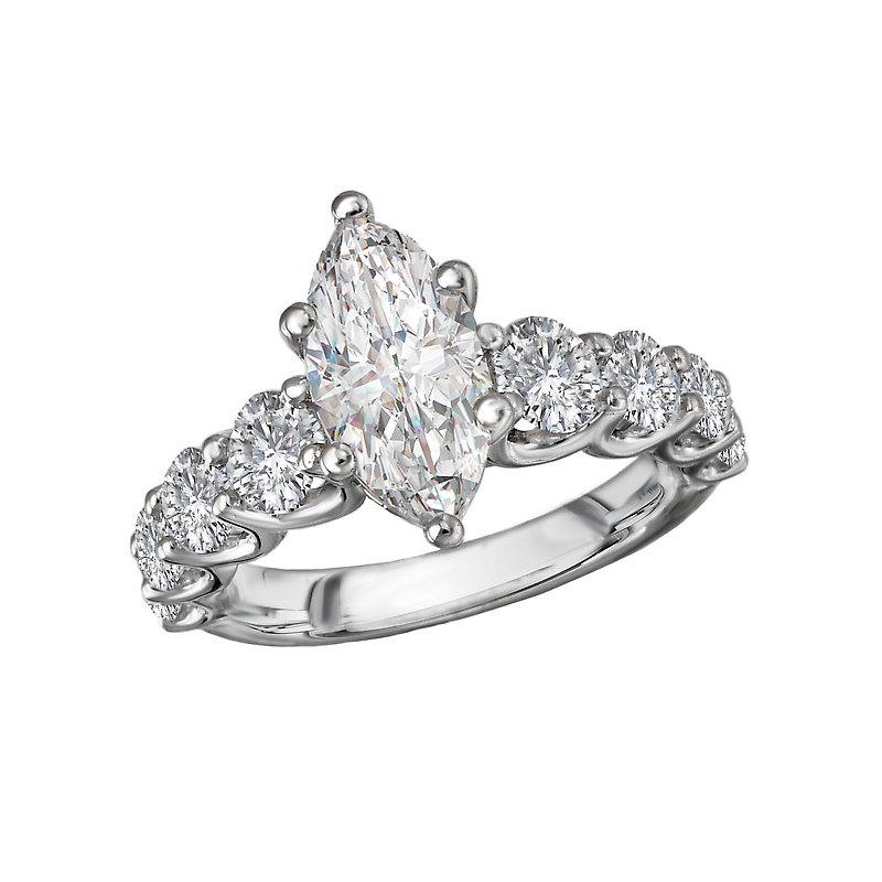 Bandora 14K White Gold Lab Grown Diamond Marquise Semi-Mount Engagement Ring