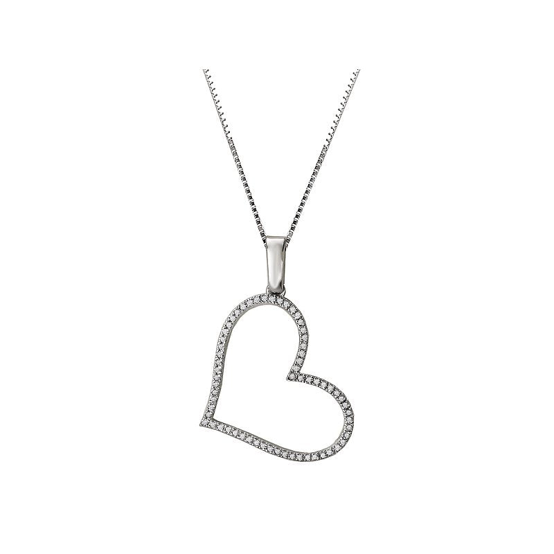 Luxora Diamond Heart Pendant in 14K White Gold