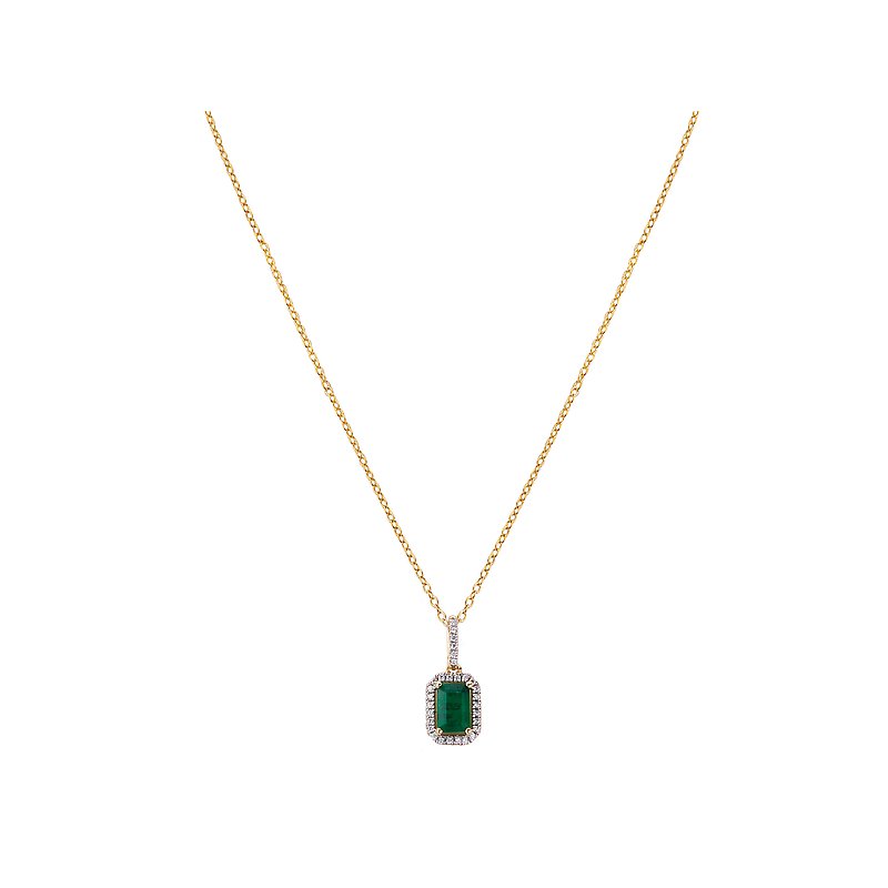 Luxora 14K Yellow Gold Diamond and Emerald Sapphire Pendant Necklace