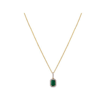 Luxora 14K Yellow Gold Diamond and Emerald Sapphire Pendant Necklace
