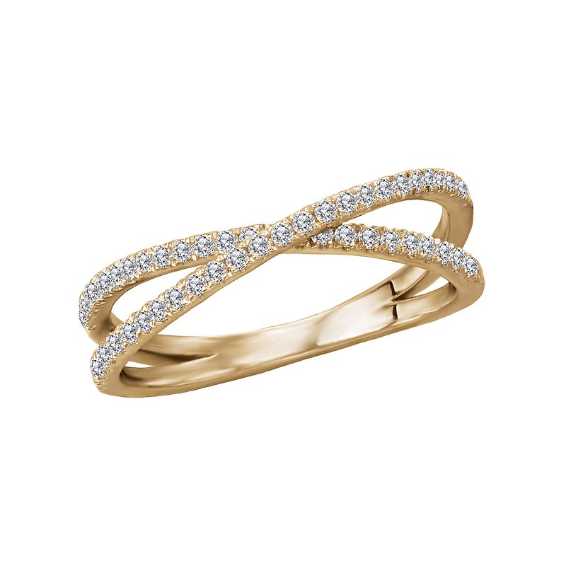 Luxora Classic 14K White Gold Diamond Criss Cross Fashion Ring