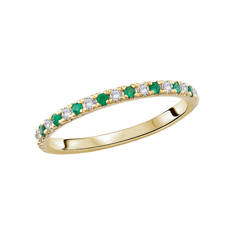 Luxora 14K Yellow Gold Diamond and Emerald Fashion Ring