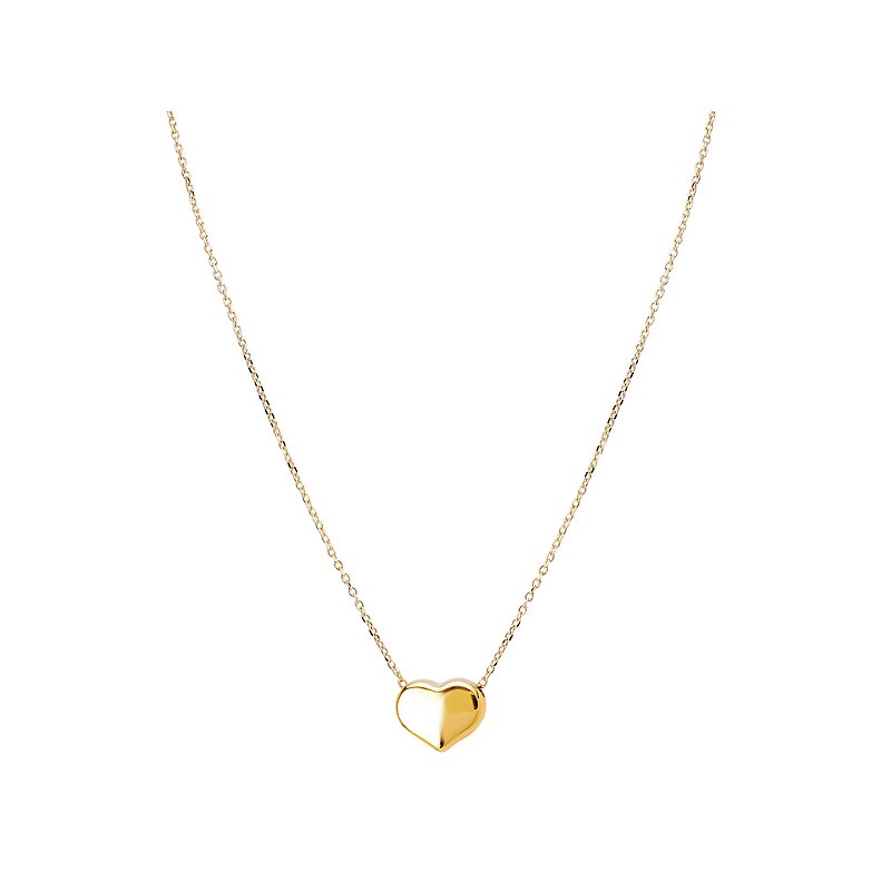 Italian 14kt Yellow Gold Puffed Heart Necklace - Luxora Essential Collection
