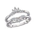Glemera Diamond Wrap Ring Guard | 14K White Gold Marquise & Round Diamond Band