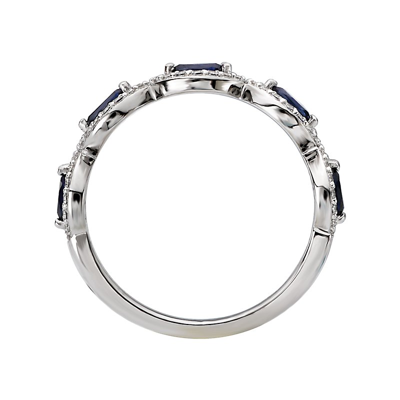 Luxora Marquise Sapphire and Diamond Fashion Ring in 14K White Gold