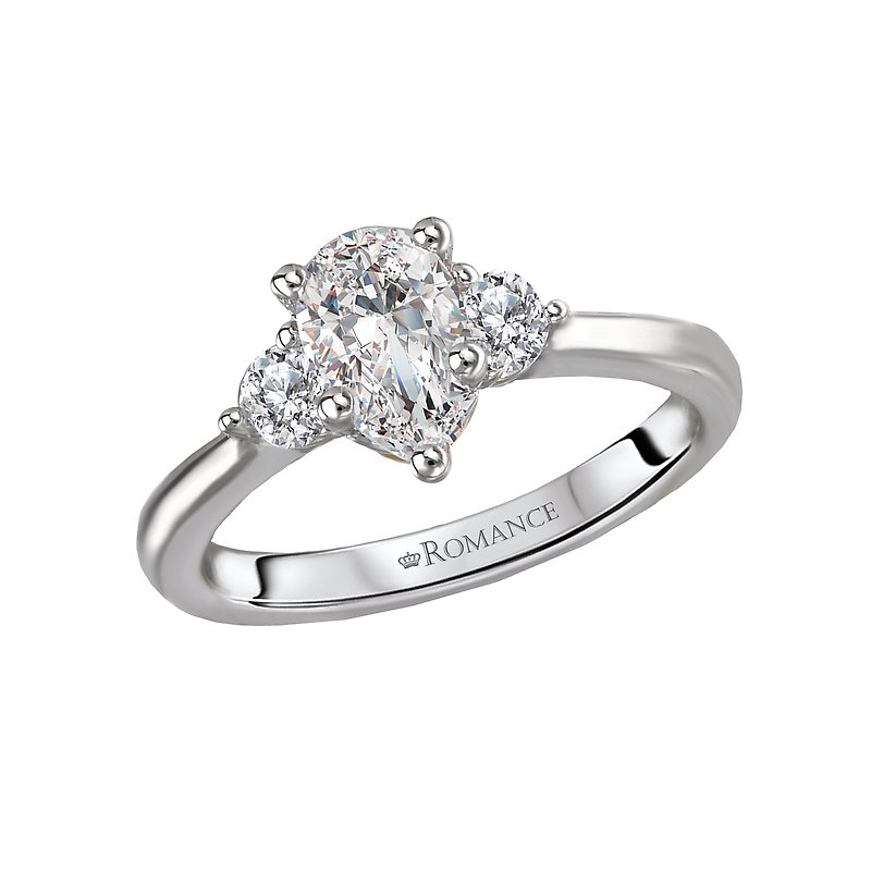 Orbelle 3 Stone Semi-Mount Diamond Ring in 14k White and Yellow Gold