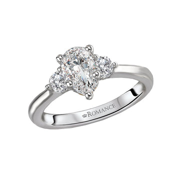 Orbelle 3 Stone Semi-Mount Diamond Ring in 14k White and Yellow Gold