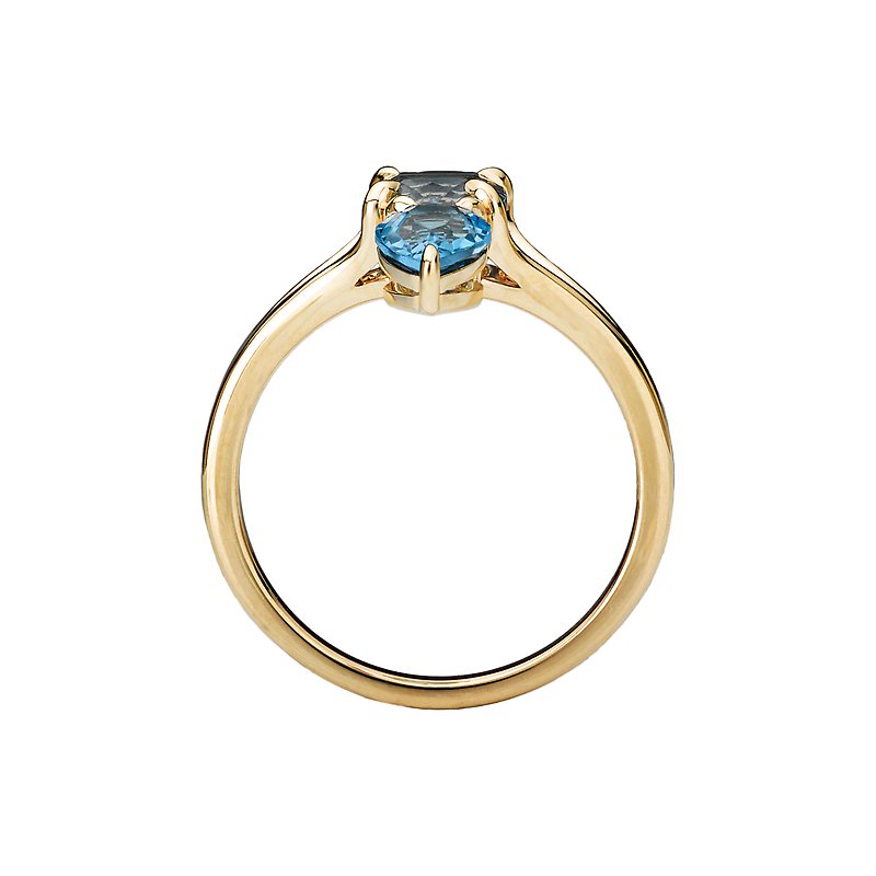 Luxora 14K Yellow Gold Split Shank 3-Stone Blue Topaz Ring