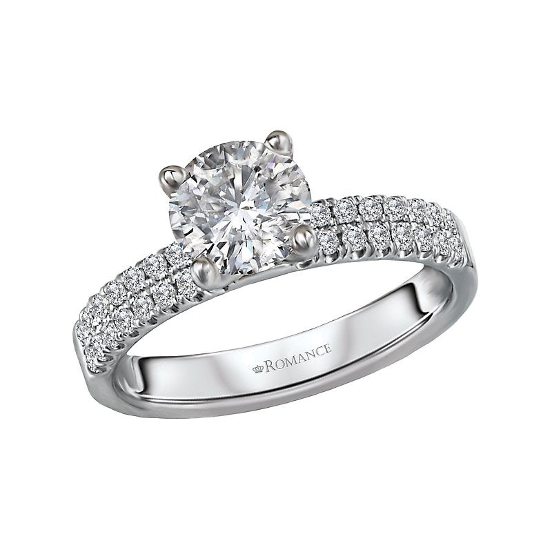 Bandora 14K White Gold Double Row Diamond Semi-Mount Engagement Ring