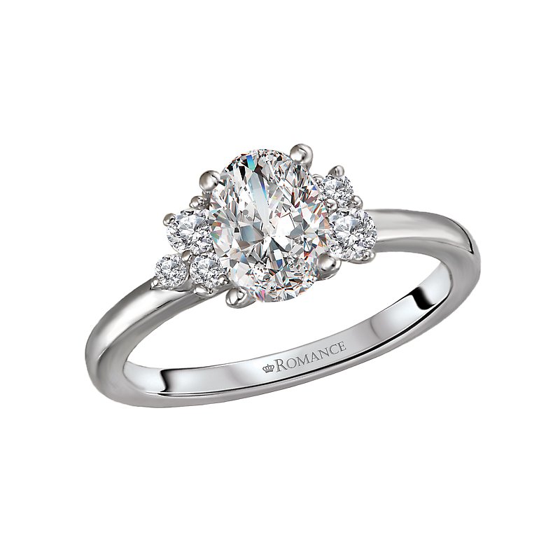 Orbelle Oval Lab Grown Diamond Semi-Mount Engagement Ring in 14K White Gold