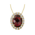 Luxora Oval Garnet and Diamond Pendant in 14K Yellow Gold