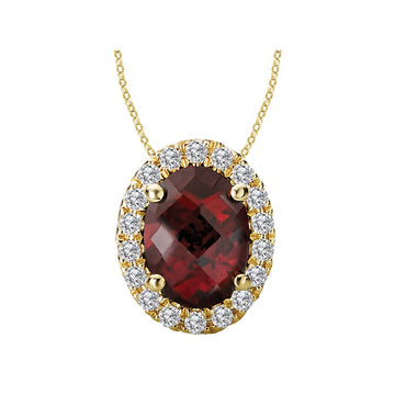 Luxora Oval Garnet and Diamond Pendant in 14K Yellow Gold