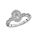 Orbelle Halo Semi Mount Ring in 14K White Gold with Oval Diamond Halo