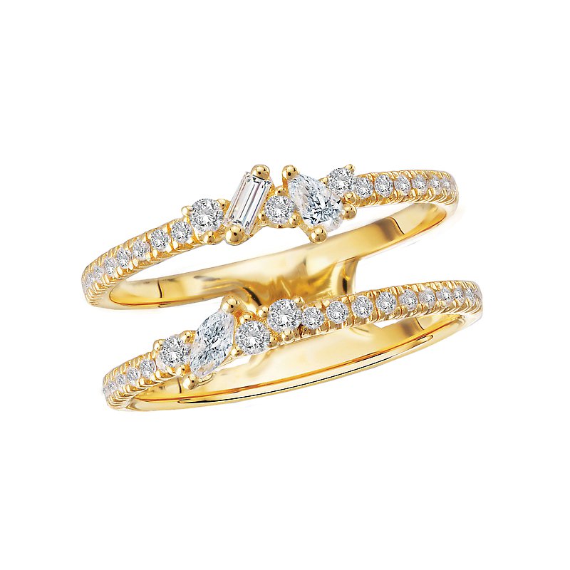 Luxora 14K Yellow Gold Double Banded Diamond Fashion Ring