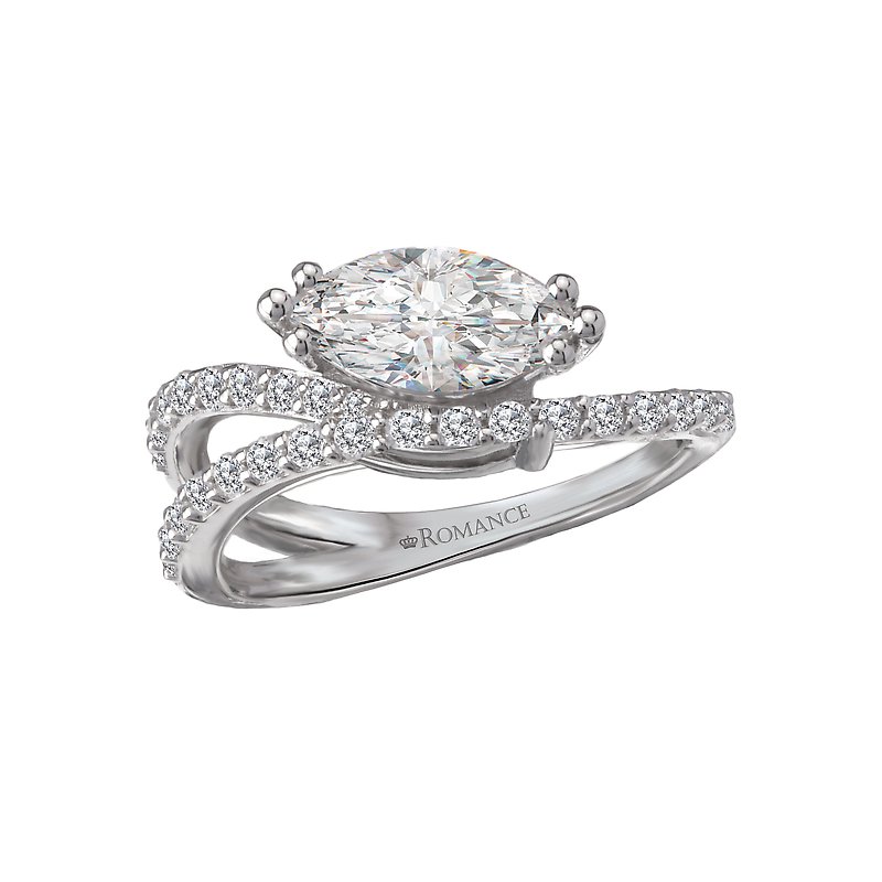 Orbelle 14K White Gold Marquise Diamond Wave Shank Engagement Ring