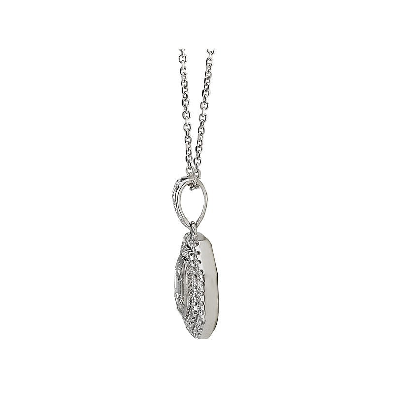 Octagon Shaped Diamond Pendant in 18K White Gold