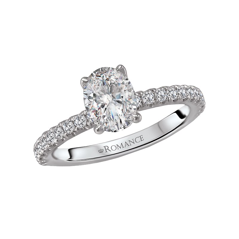 Orbelle 18K White Gold Oval Cut Diamond Semi-Mount Engagement Ring