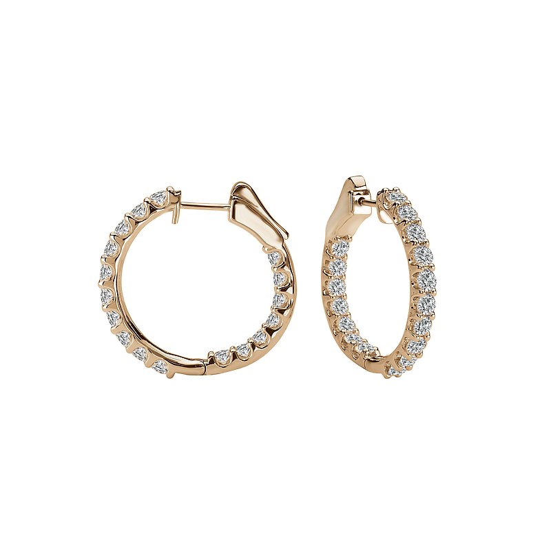 Luxora 14K Yellow Gold Diamond Hoop Earrings - Classic Style
