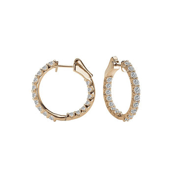 Luxora 14K Yellow Gold Diamond Hoop Earrings - Classic Style