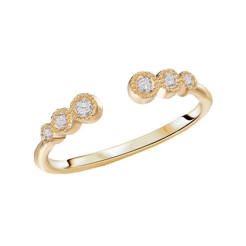 Luxora Ladies Fashion Diamond Ring - 14K Yellow Gold Open Style with Bezel Set Round Diamonds